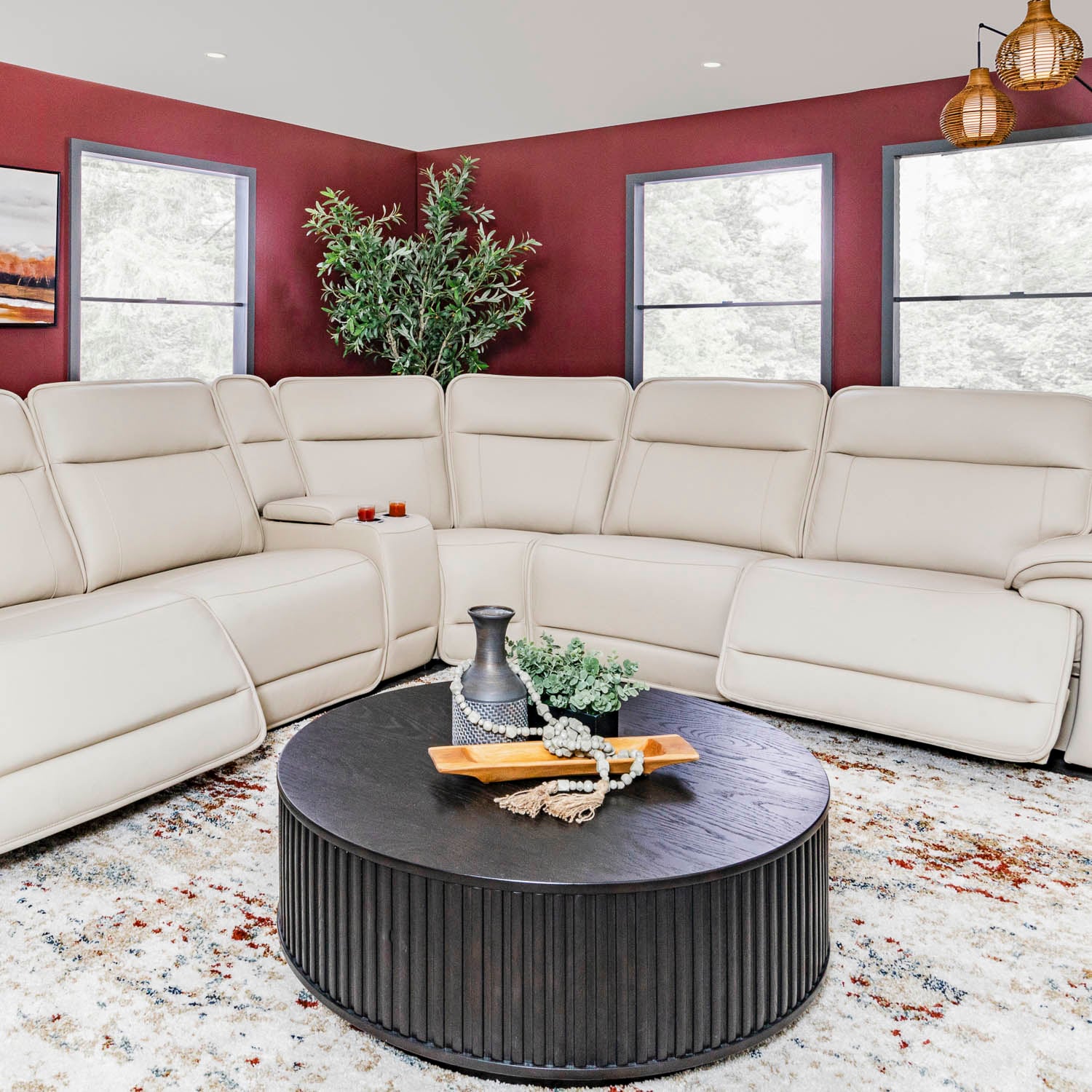 6 PC Leather Dual Power Zero Gravity Recline Sectional - Ashley