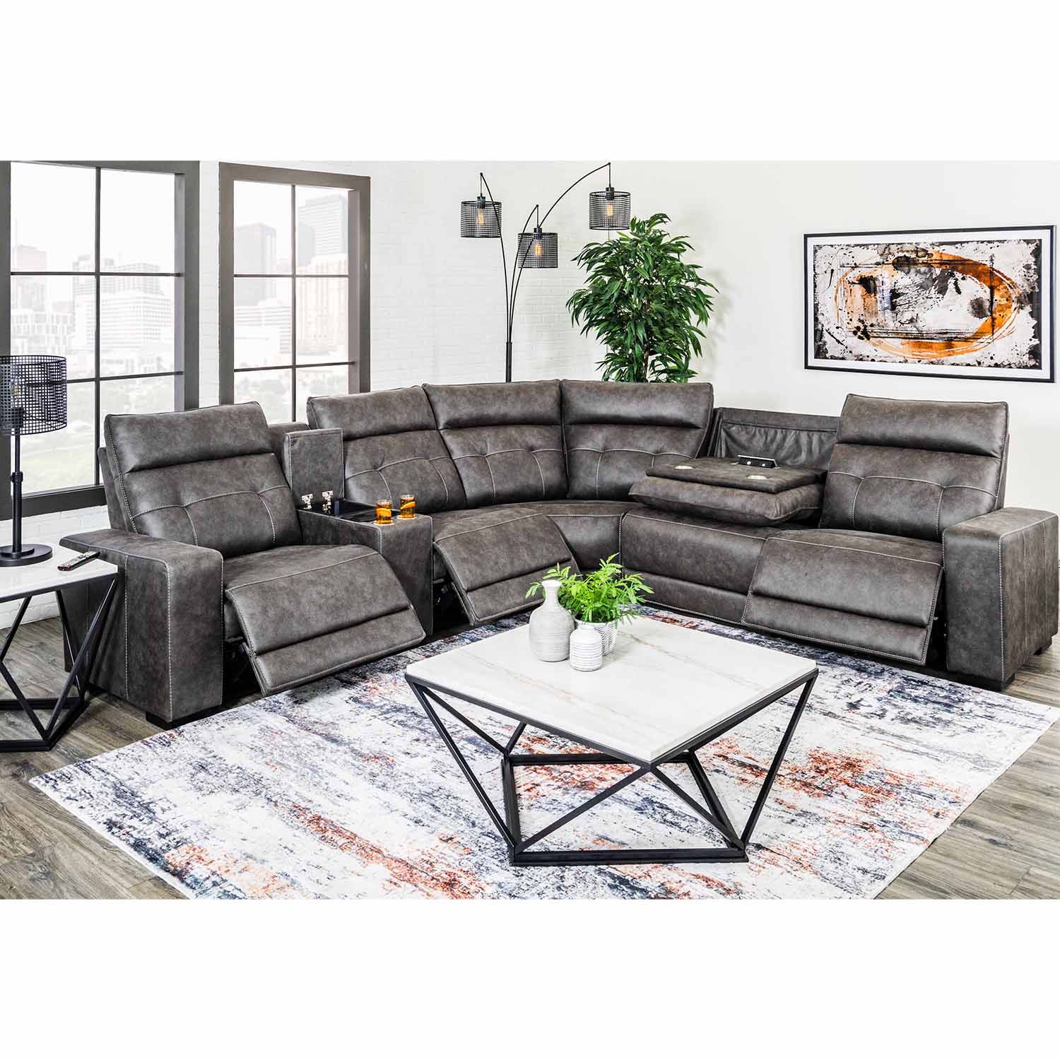 Brookdale 6PC Zero Gravity Power Reclining Sectional - | AFW.com