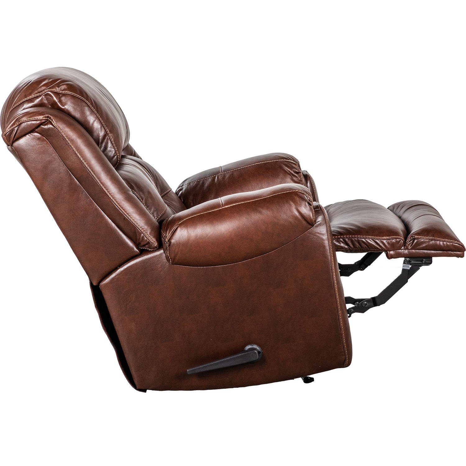 LOGOS LIFE ROLLINGCHAIR （BROWN） LAZZO Wide Space Brown Leather Glider Chairs with Ottoman