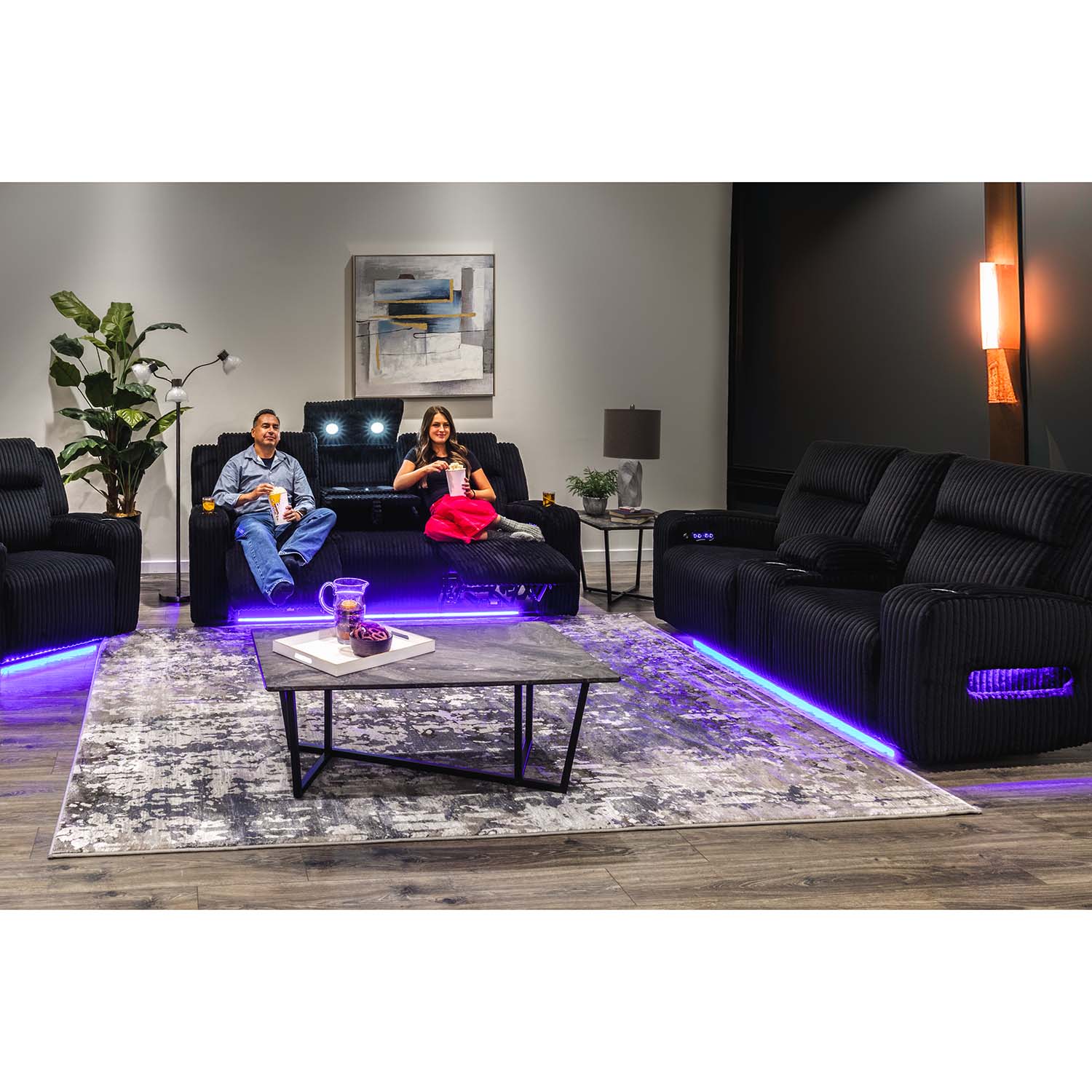 Forest Lake Dual Power Zero Gravity Recline Console Loveseat