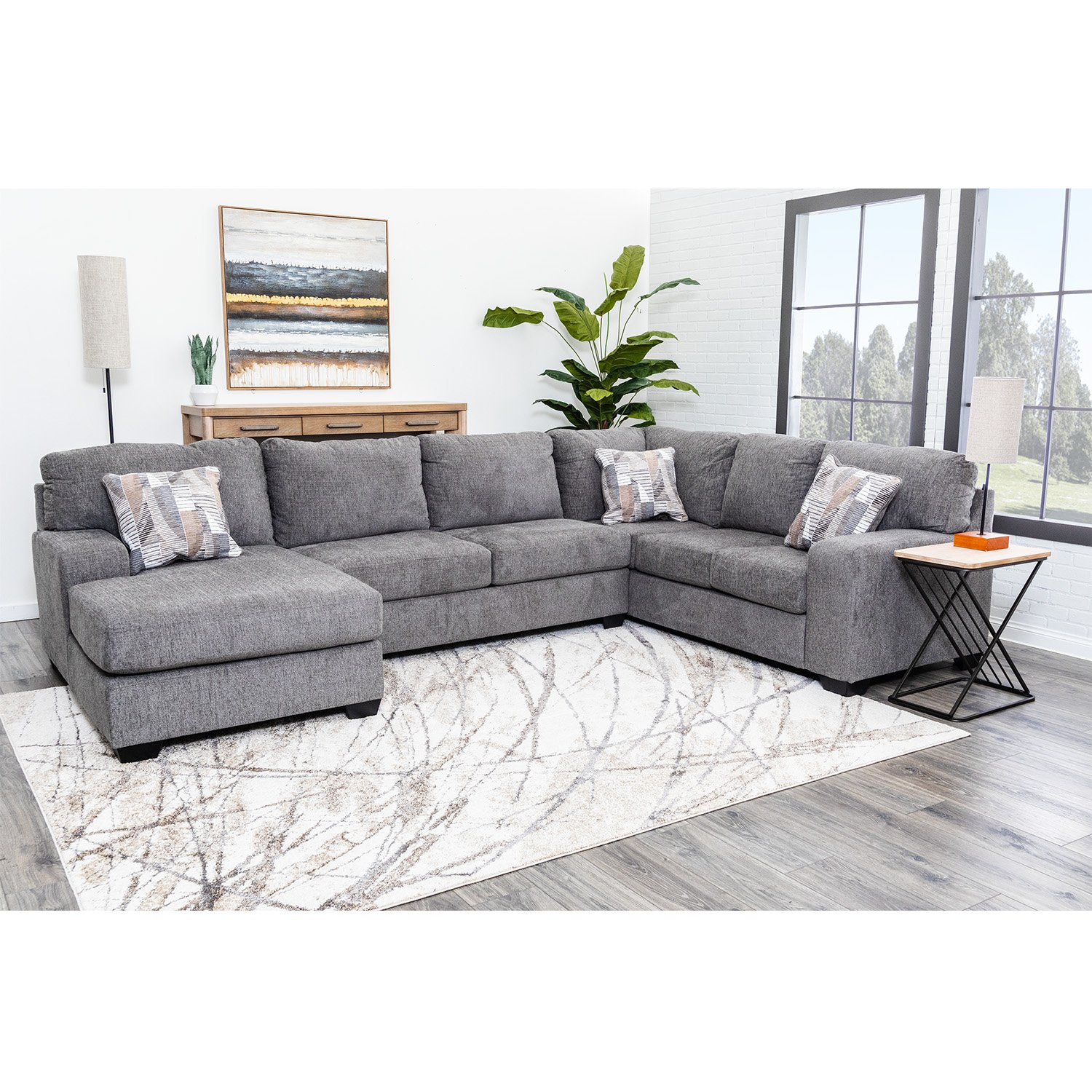 Grey 3PC Sectional w/LAF Chaise - Ashley Furniture | AFW.com