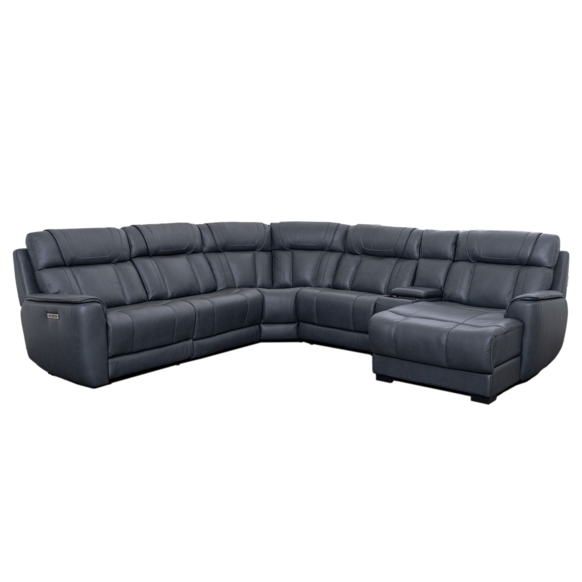 Aura 6PC Leather Sound Dual Power Recline Sectional - | AFW.com