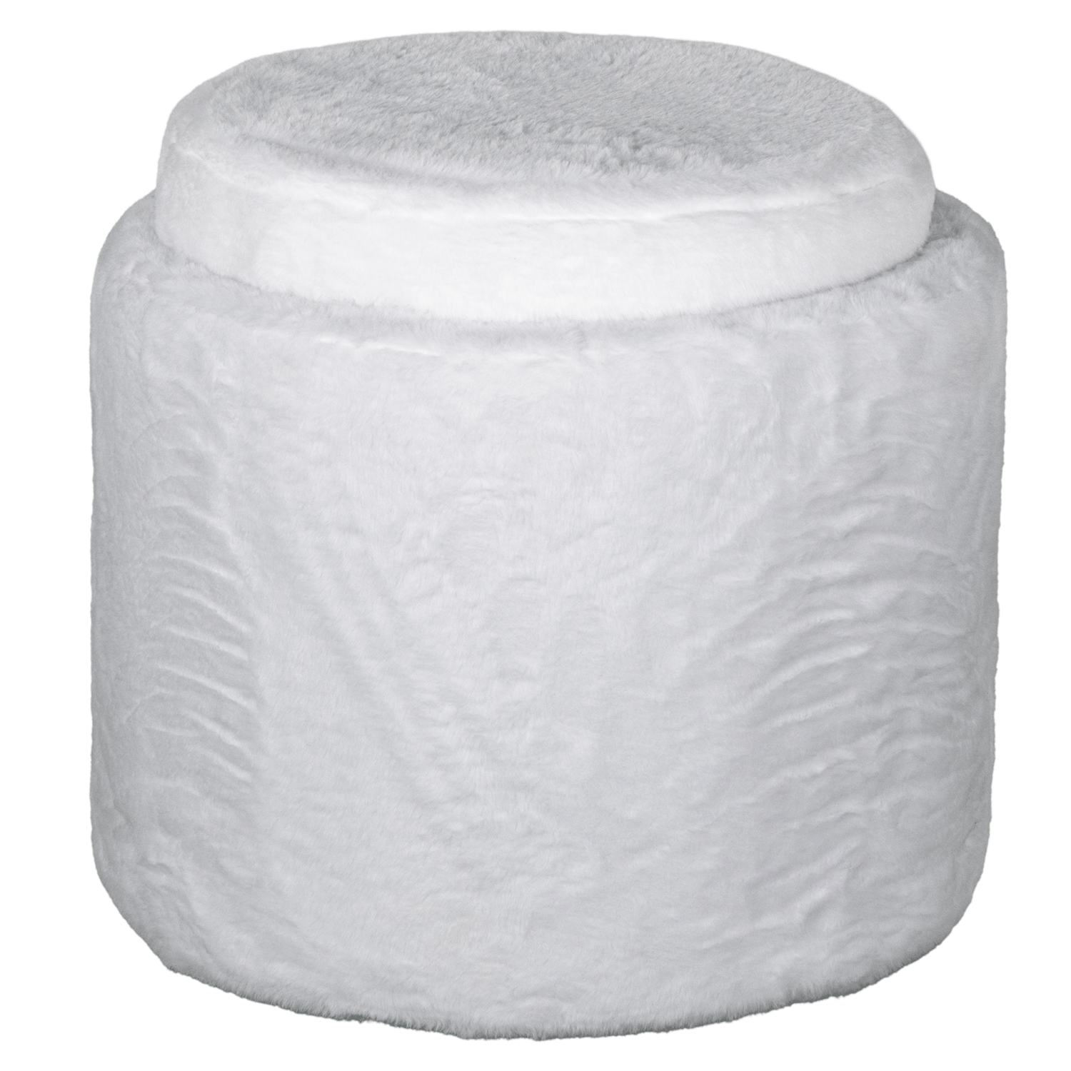 Mae White Round Storage Ottoman 82766 #1 WHITE