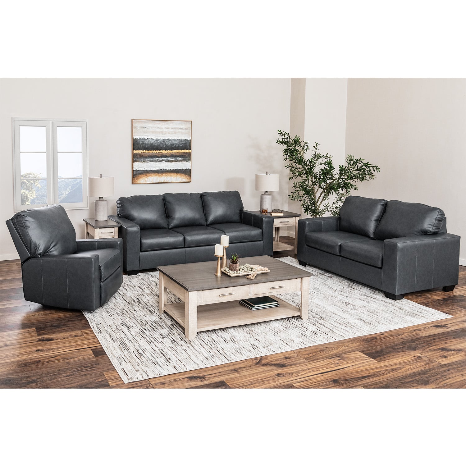 Bolsena Admiral Blue Leather Sofa - Ashley Furniture | AFW.com
