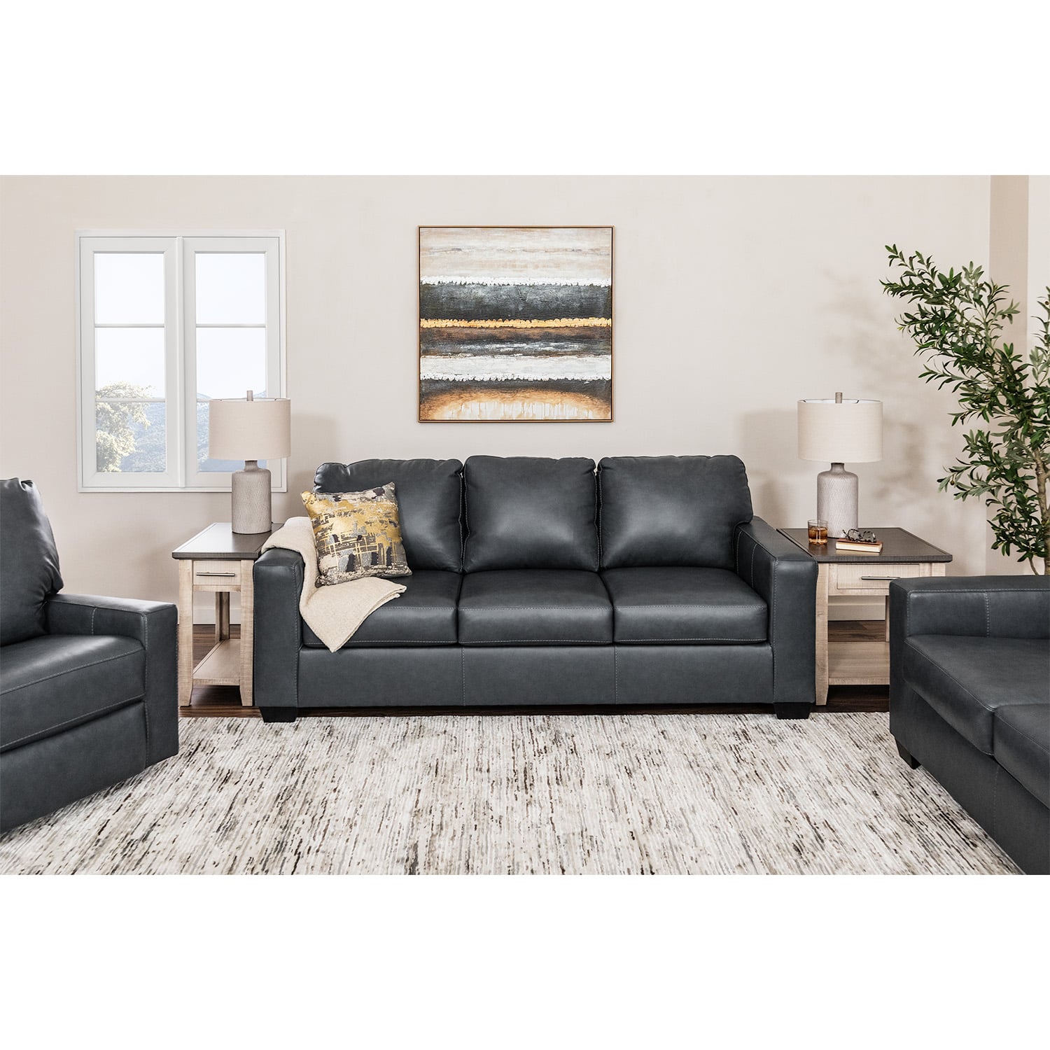 豪華specialルースまとめ774 Bolsena Admiral Blue Leather Sofa - Ashley Furniture | AFW.com