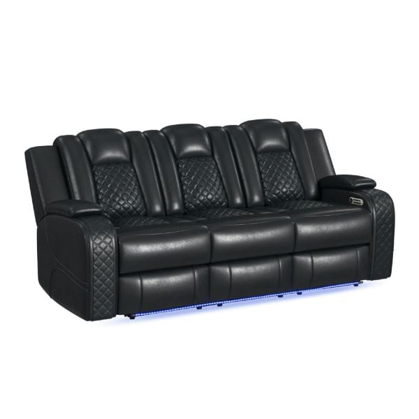 Carlo Pebble Black Power Motion Sofa