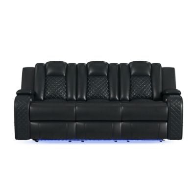 CarloPowerMotionSofawPowerHeadrestDropdownTablePowerstripLEDandReadingLightInPebbleBlack_Front.jpg