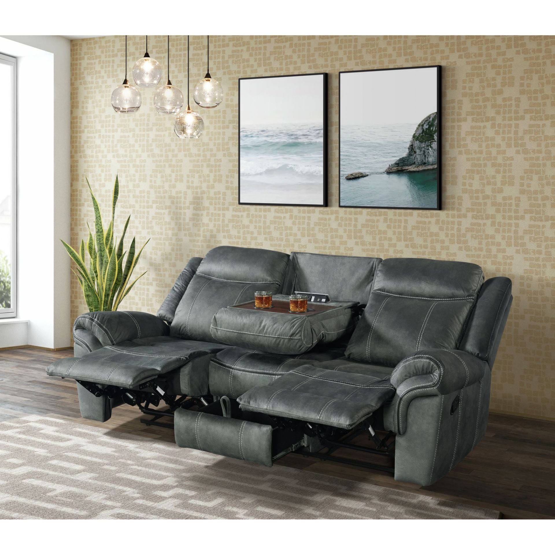 Sorrento Charcoal Gray Motion Sofa | 59928-038-1X | Elements
