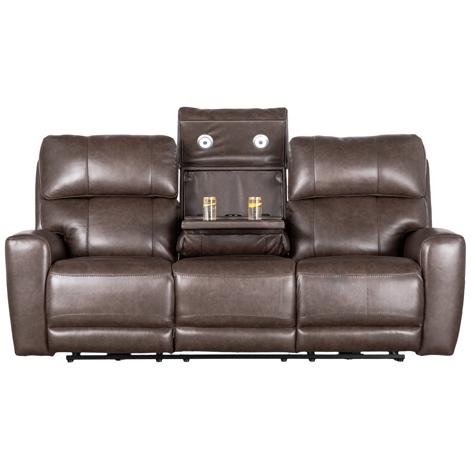 Beadel Leather Dual Power Zero Gravity Recline Console Loveseat