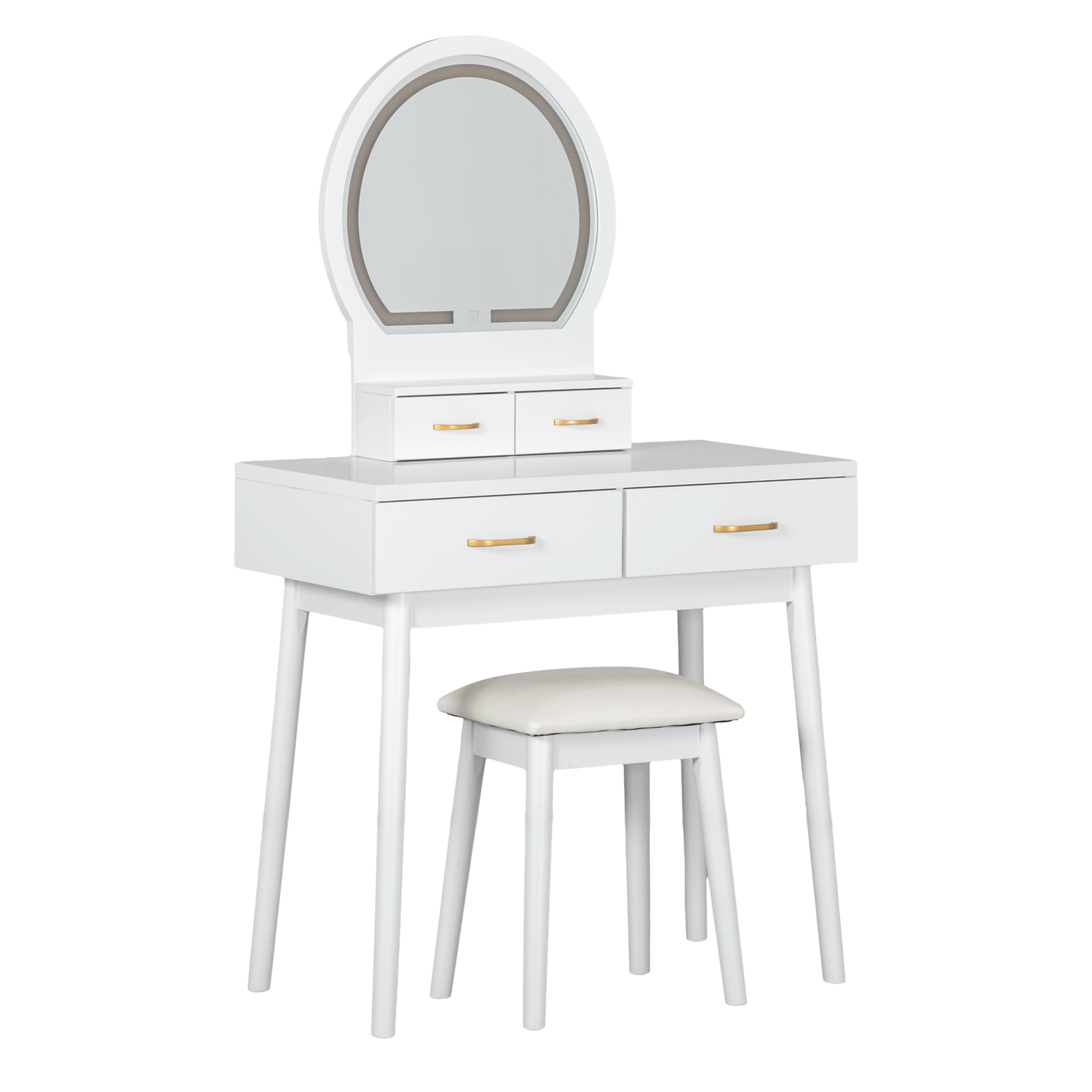 Cecilia White Vanity Table and Stool | 4905SET-WH | Crown Mark