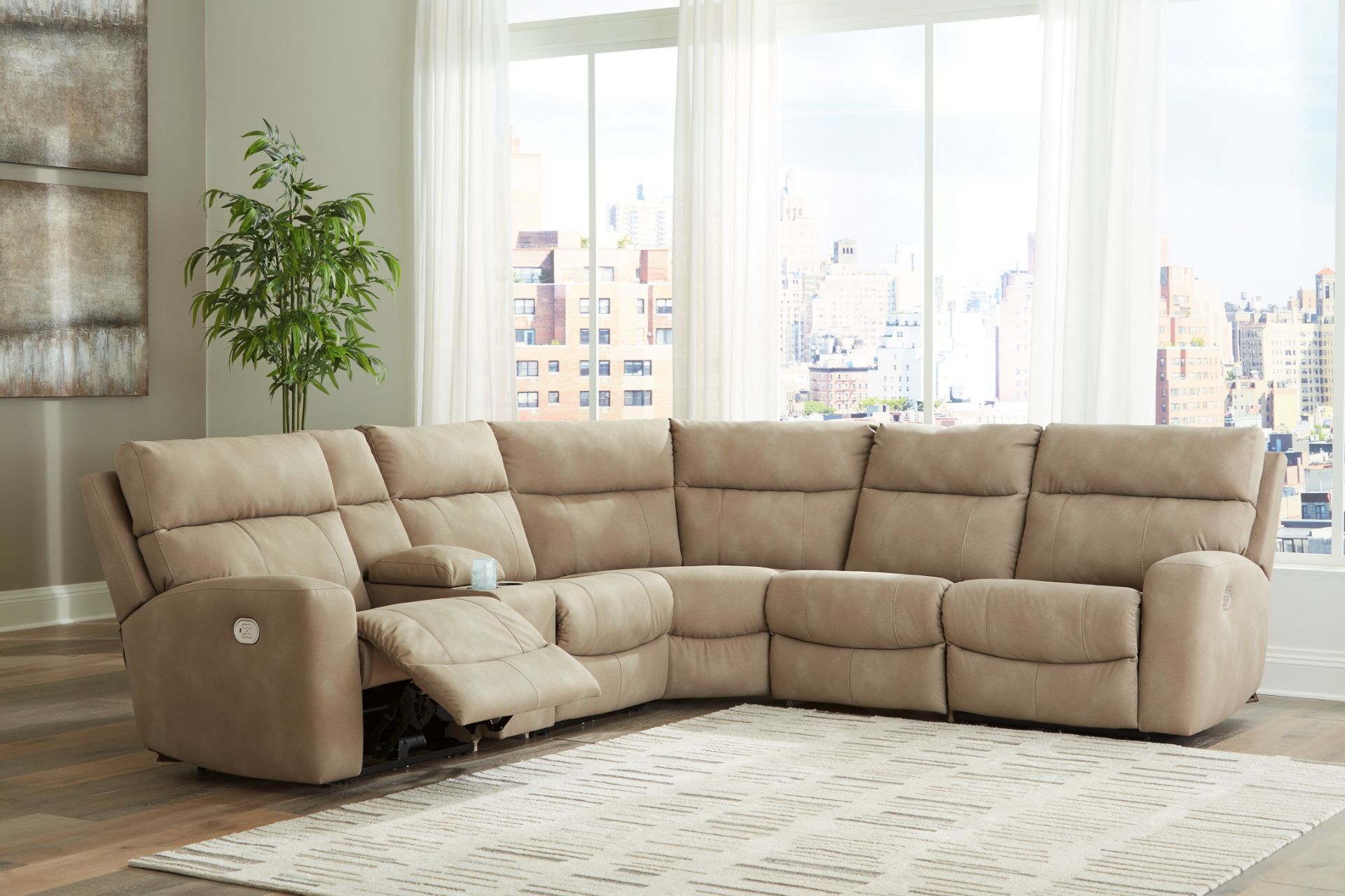 Next-Gen DuraPella Beige 6-Piece Power Reclining Sectional