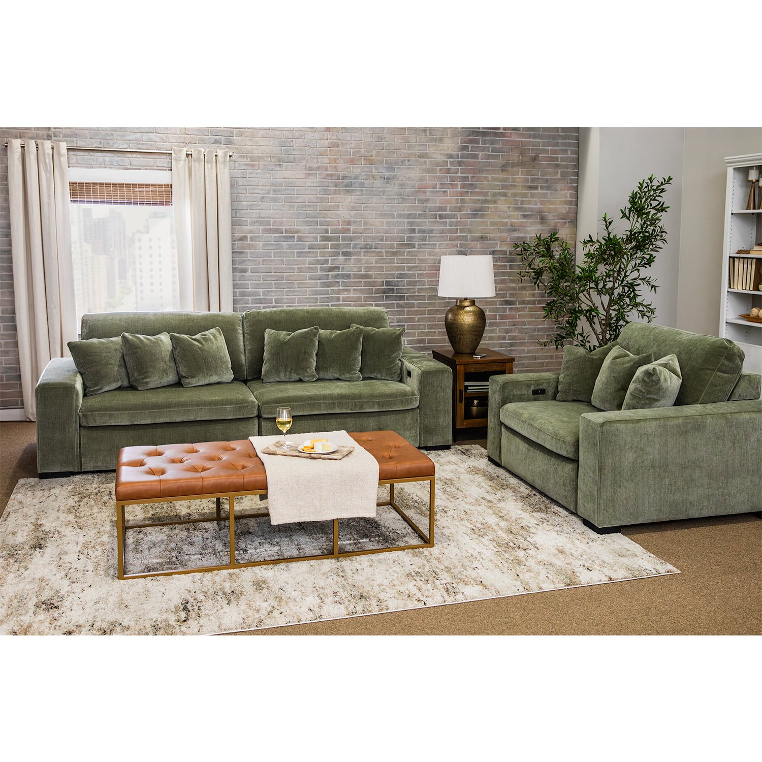 Dana 2 Piecer Power Slider Sectional | 80386 LAF/RAF SAGE GRN