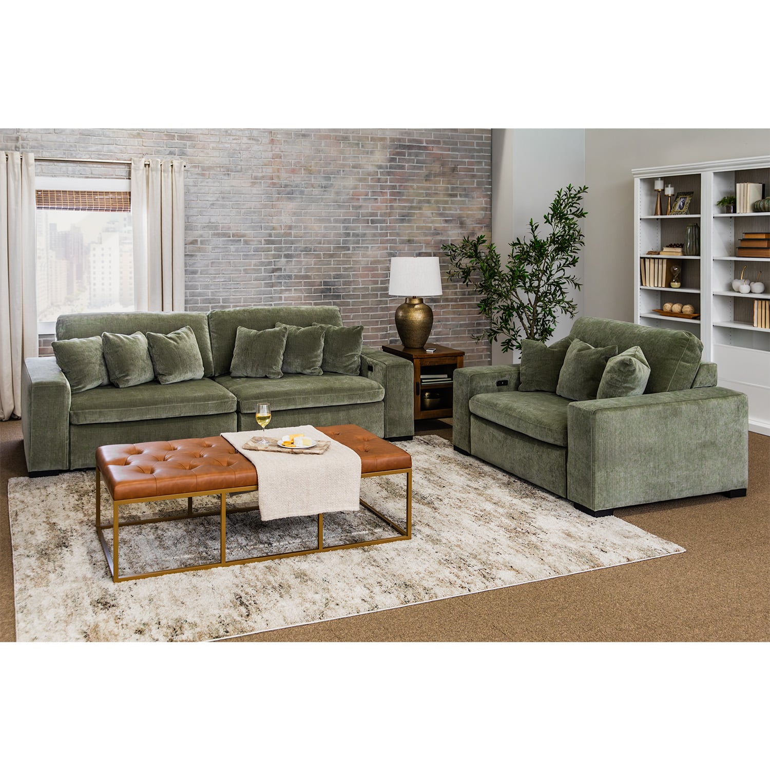 Dana 2 Piecer Power Slider Sectional | 80386 LAF/RAF SAGE GRN