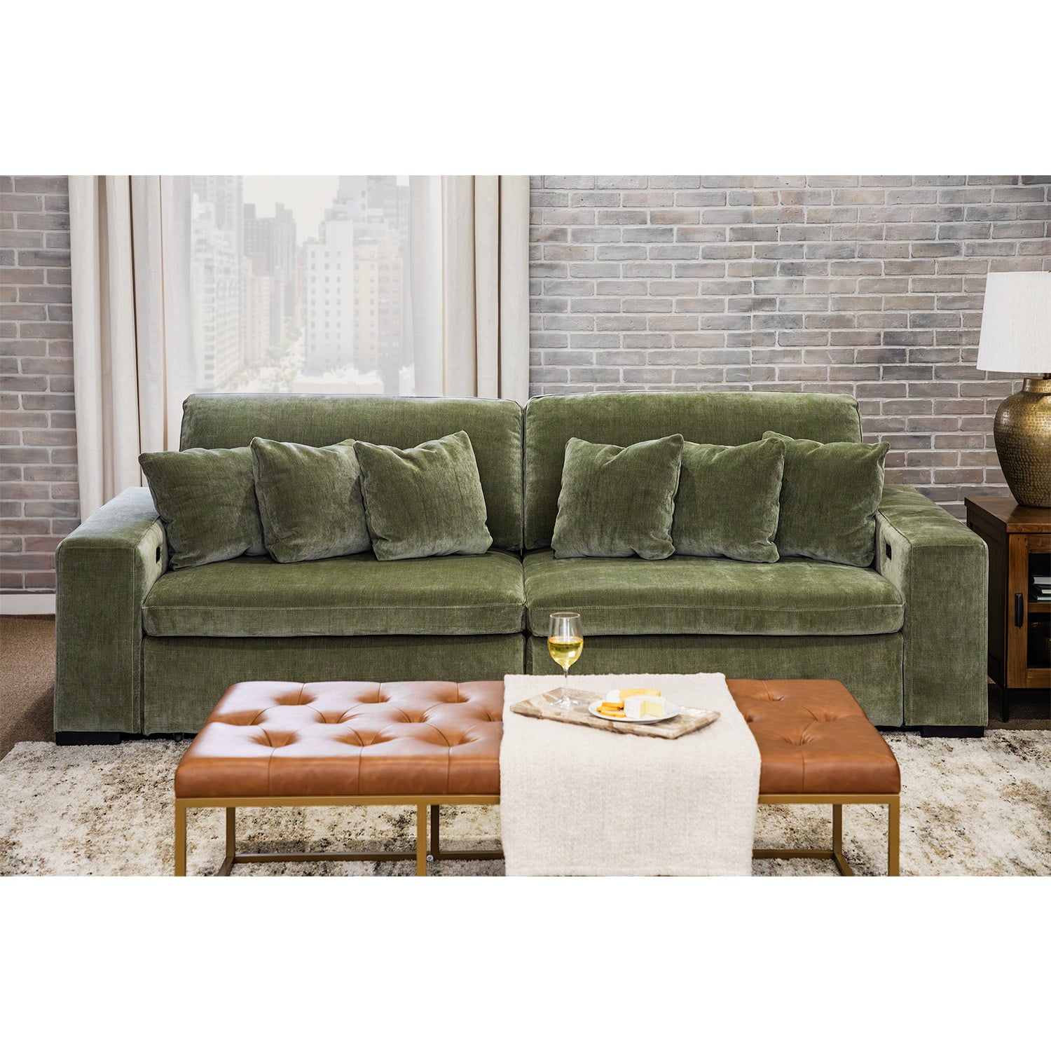 Dana 2 Piecer Power Slider Sectional | 80386 LAF/RAF SAGE GRN