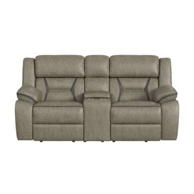 EngageMotionLoveseatWConsoleInCorralGrey_Front.jpg