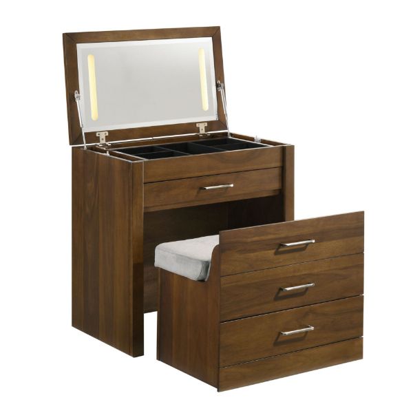 MalibuDressingTableinWalnut_Angle_TopOpen_LEDLightOn_StoolOpenDrawerClosed.jpg