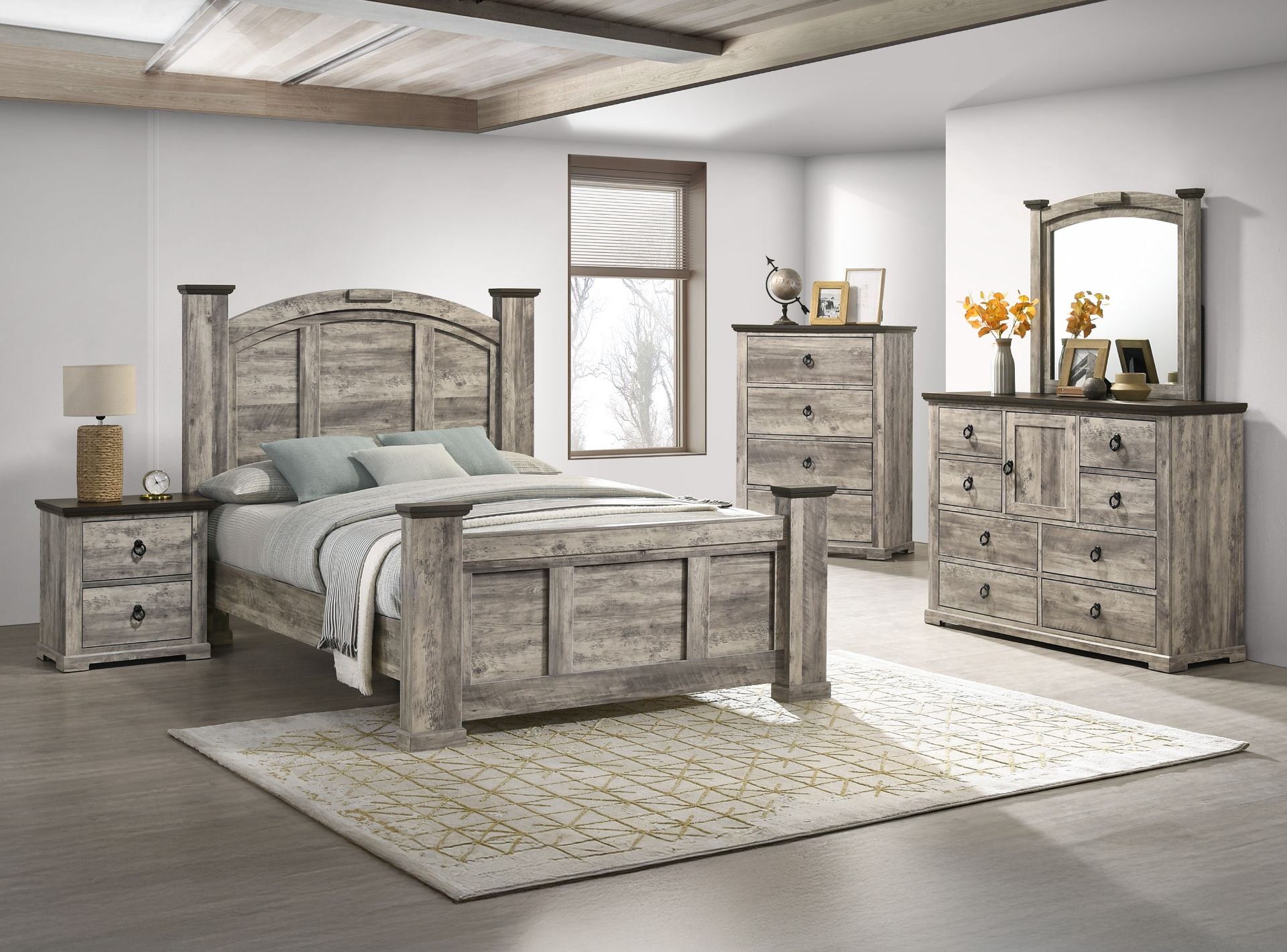 grey night stand and dresser Contemporary Gray Bedroom Furniture Set Panel Bed Dresser Mirror Nightstand  - Bed Bath & Beyond