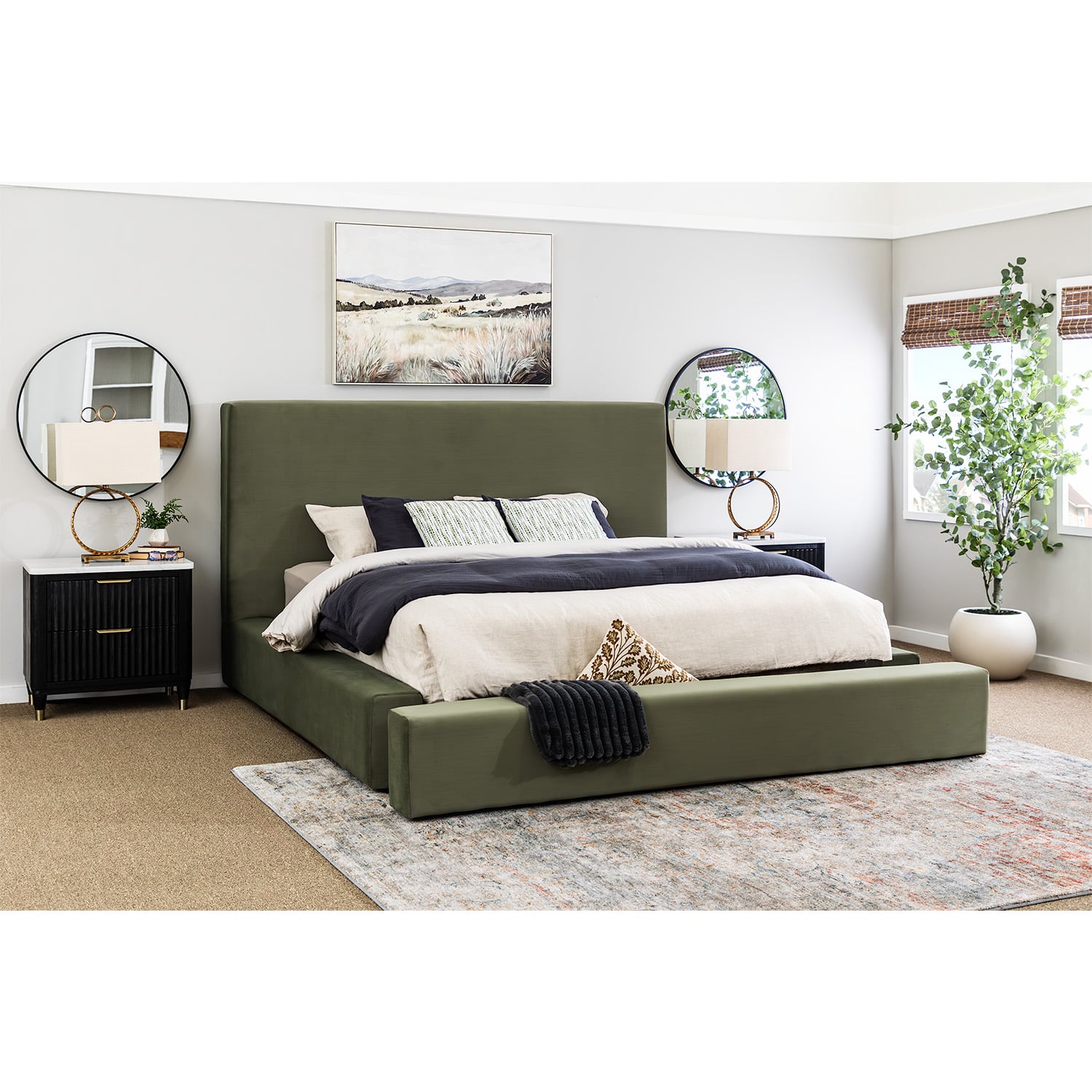 Milano Green Upholstered Queen Bed | ZMIL-7000QNA/-QNB | Legends