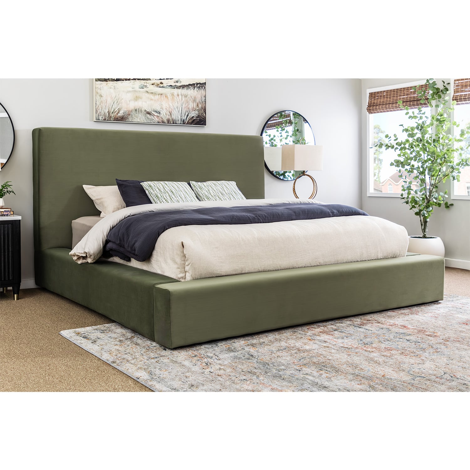 Milano Green Upholstered Queen Bed | ZMIL-7000QNA/-QNB | Legends