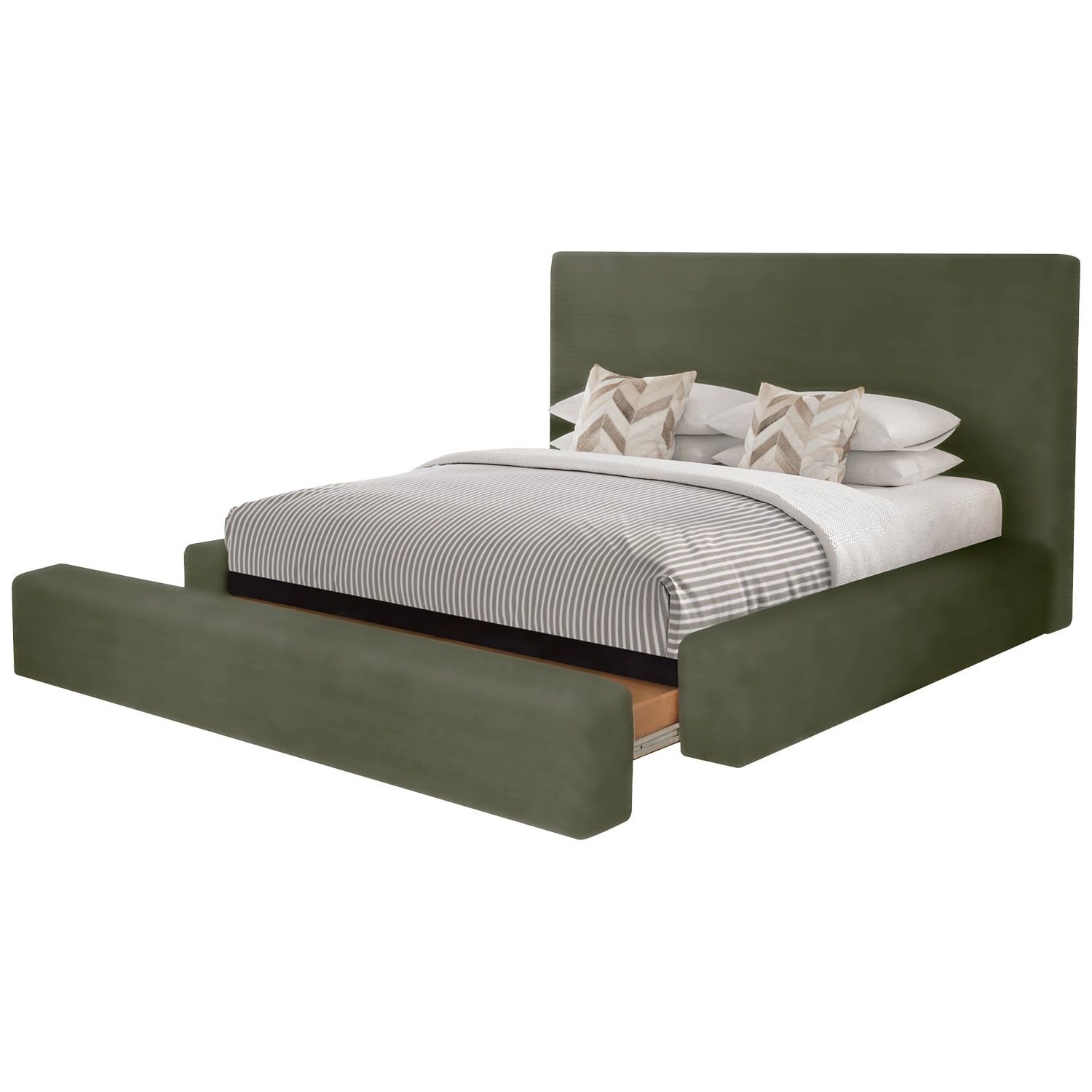 Milano Green Upholstered Queen Bed | ZMIL-7000QNA/-QNB | Legends