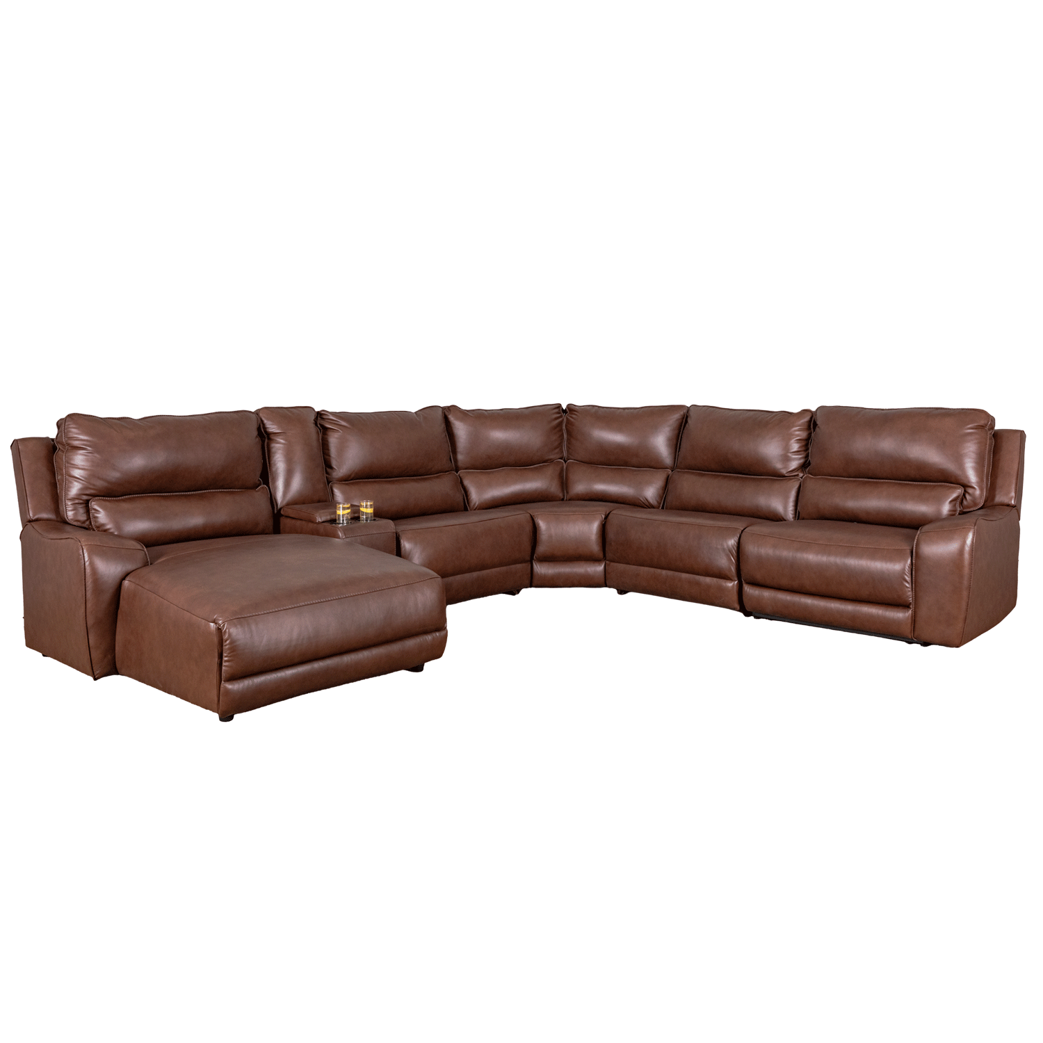 Chocolate Leather 6-Piece Power Reclining Sectiona | 0V0-716-6PC