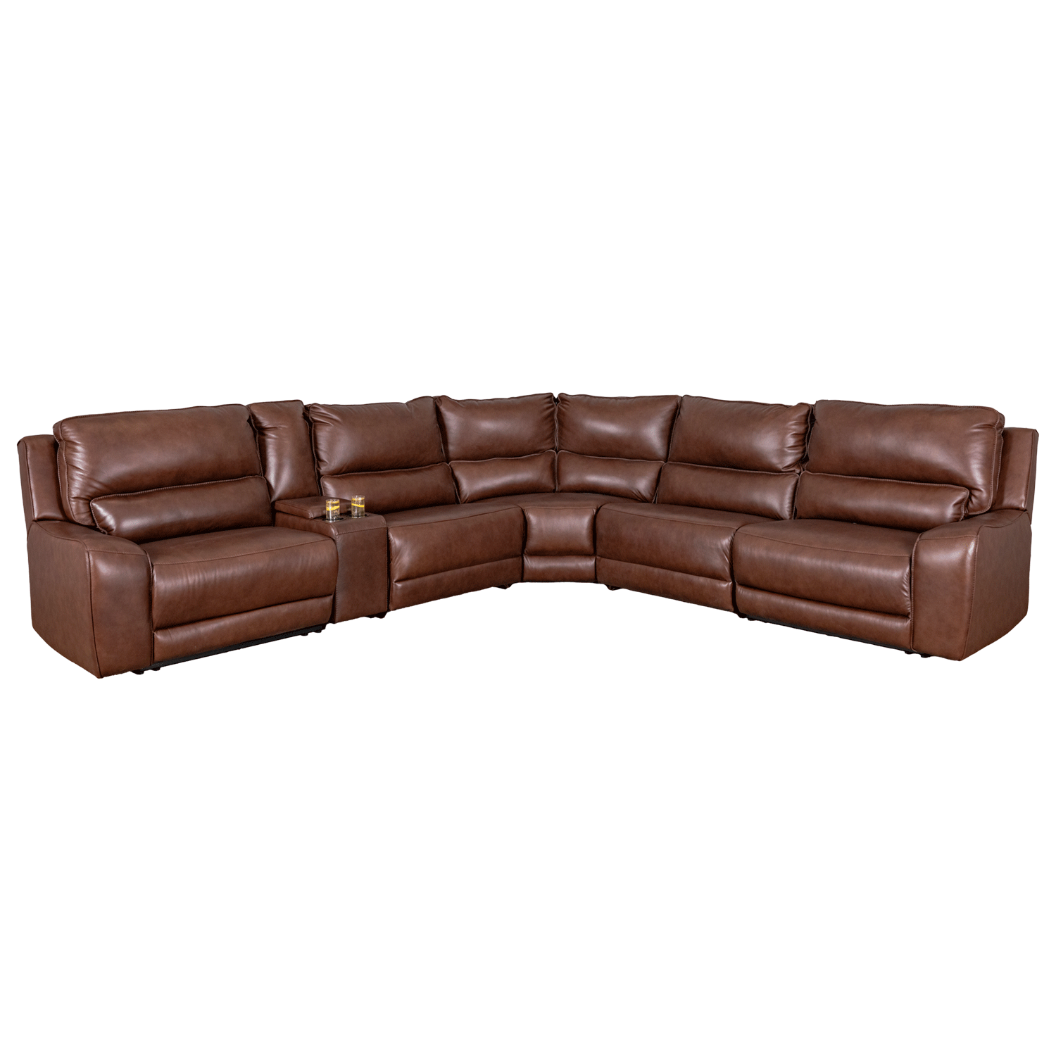 a_y Chocolate Leather 6-Piece Power Reclining Sectiona | 0V0-716-6PC