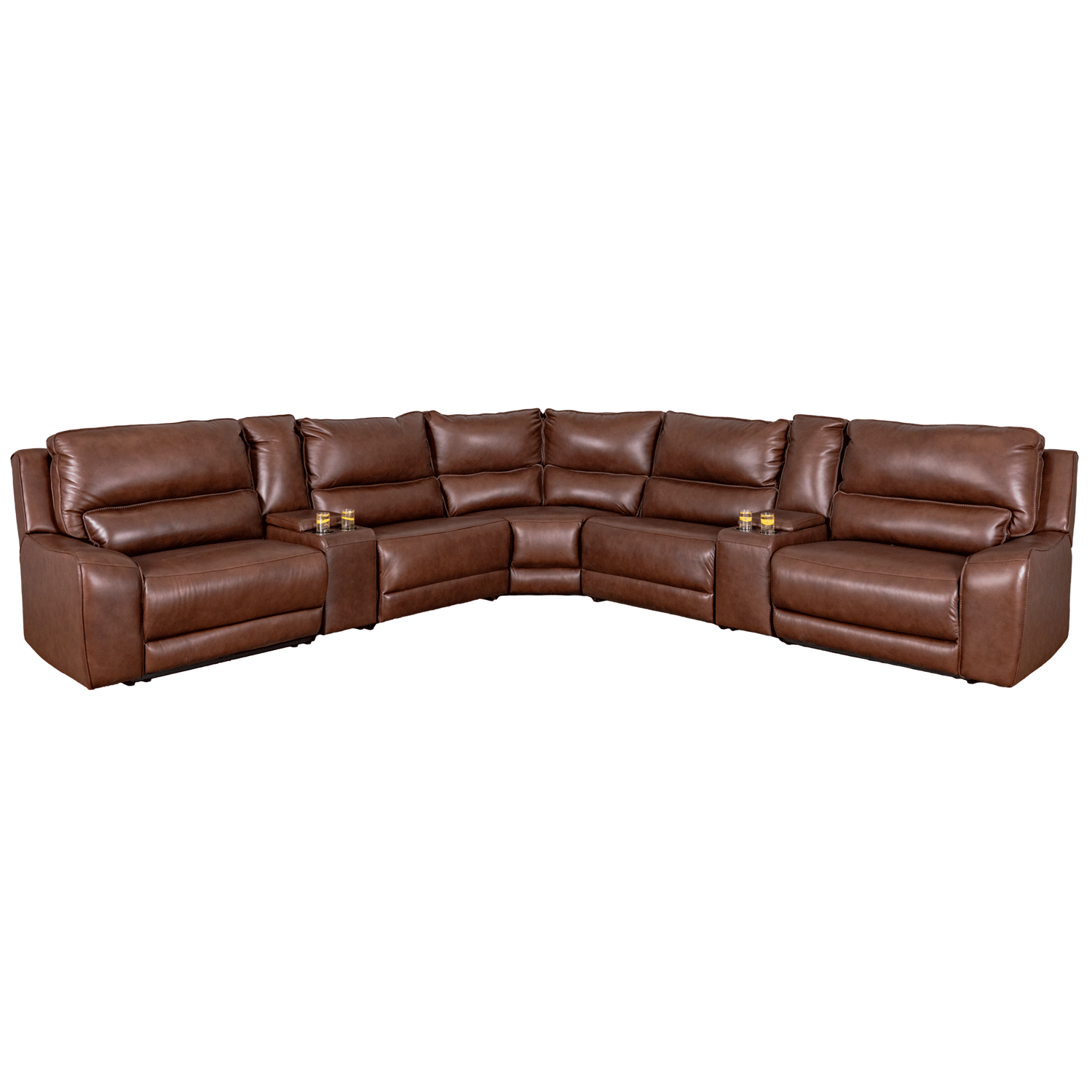 Chocolate Leather 6-Piece Power Reclining Sectiona | 0V0-716-6PC