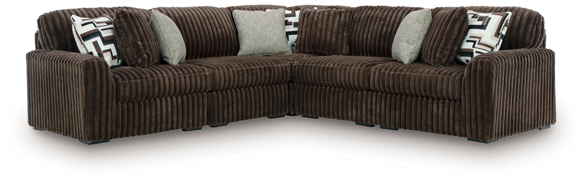 Midnight-Madness 4pc Chaise Sectional, Chocolate - Ashley