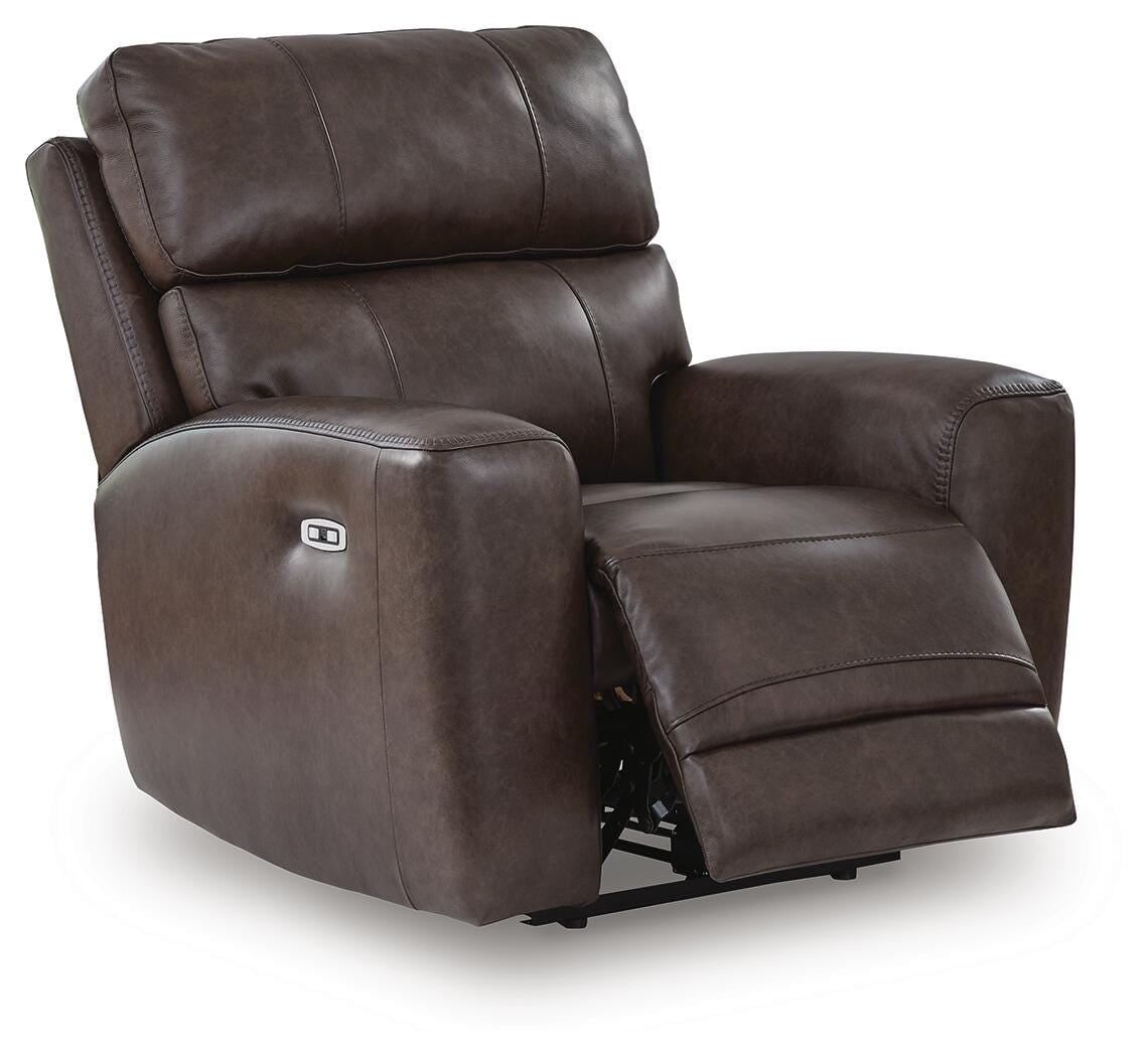Chocolate Leather Dual Power RAF Recliner | 0V0-716RPR | AFW.com