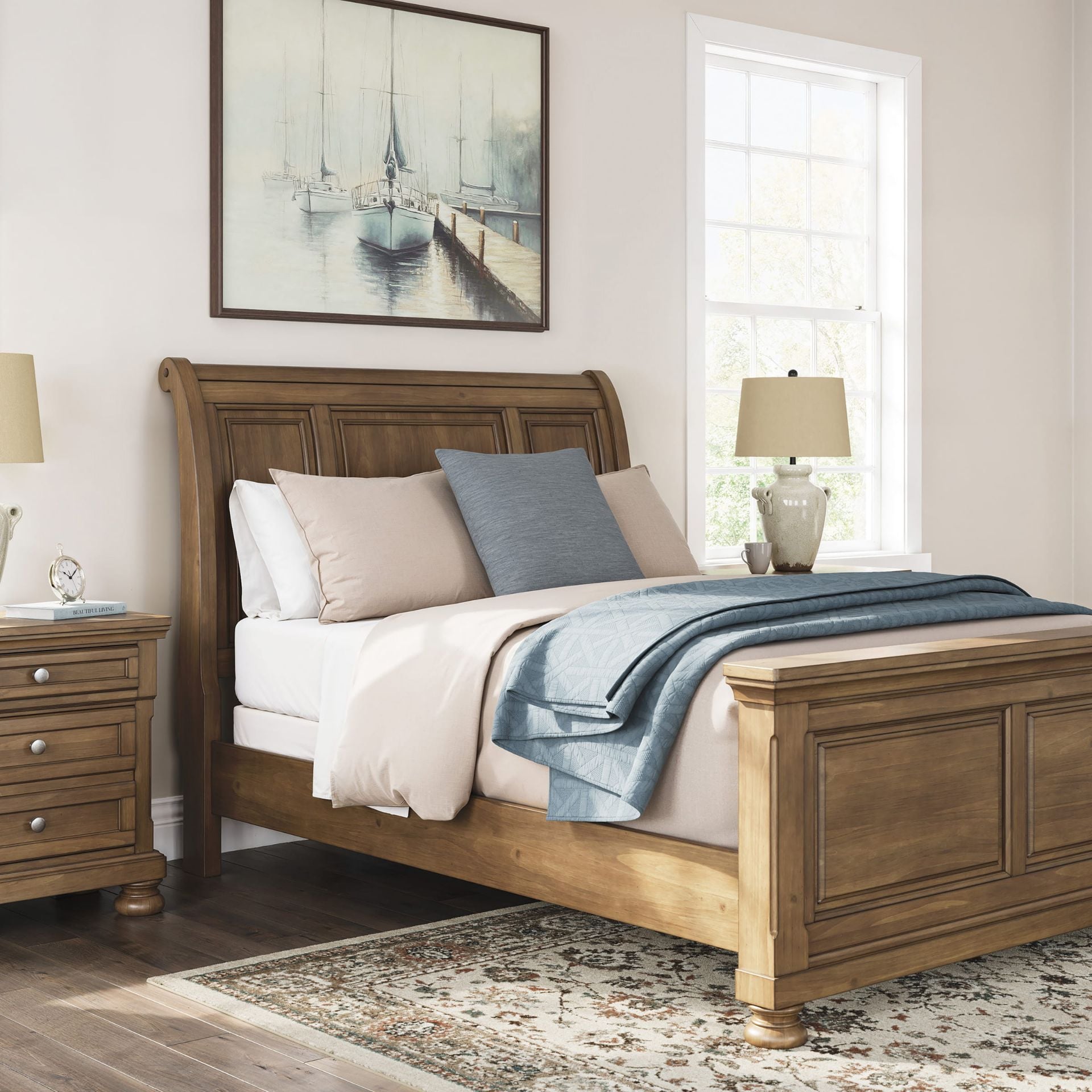 Feddinger Queen Panel Bed, Medium Brown
