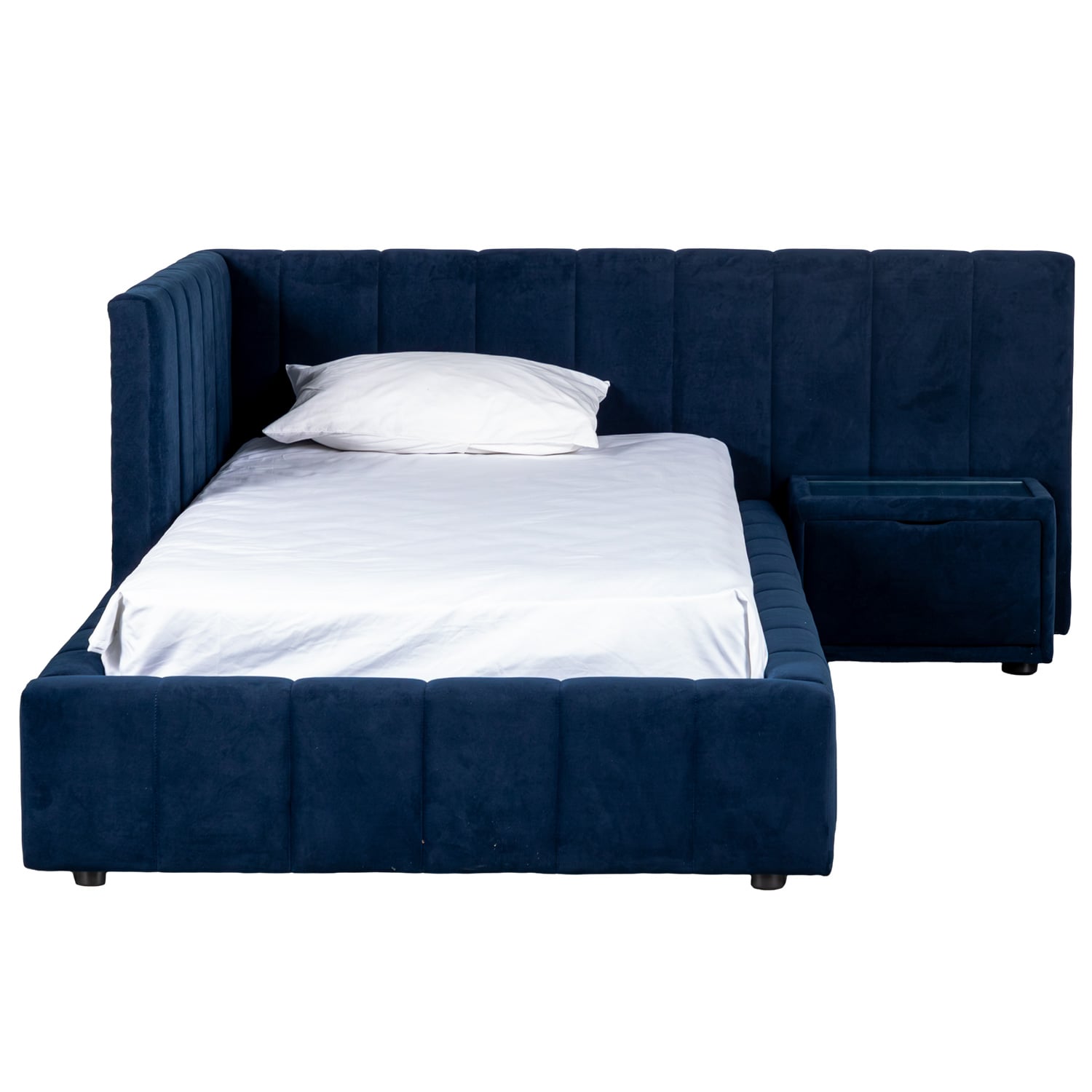 Monroe Complete Blue Upholstered Twin Bed | ZMOR-7000TWA/-TWB