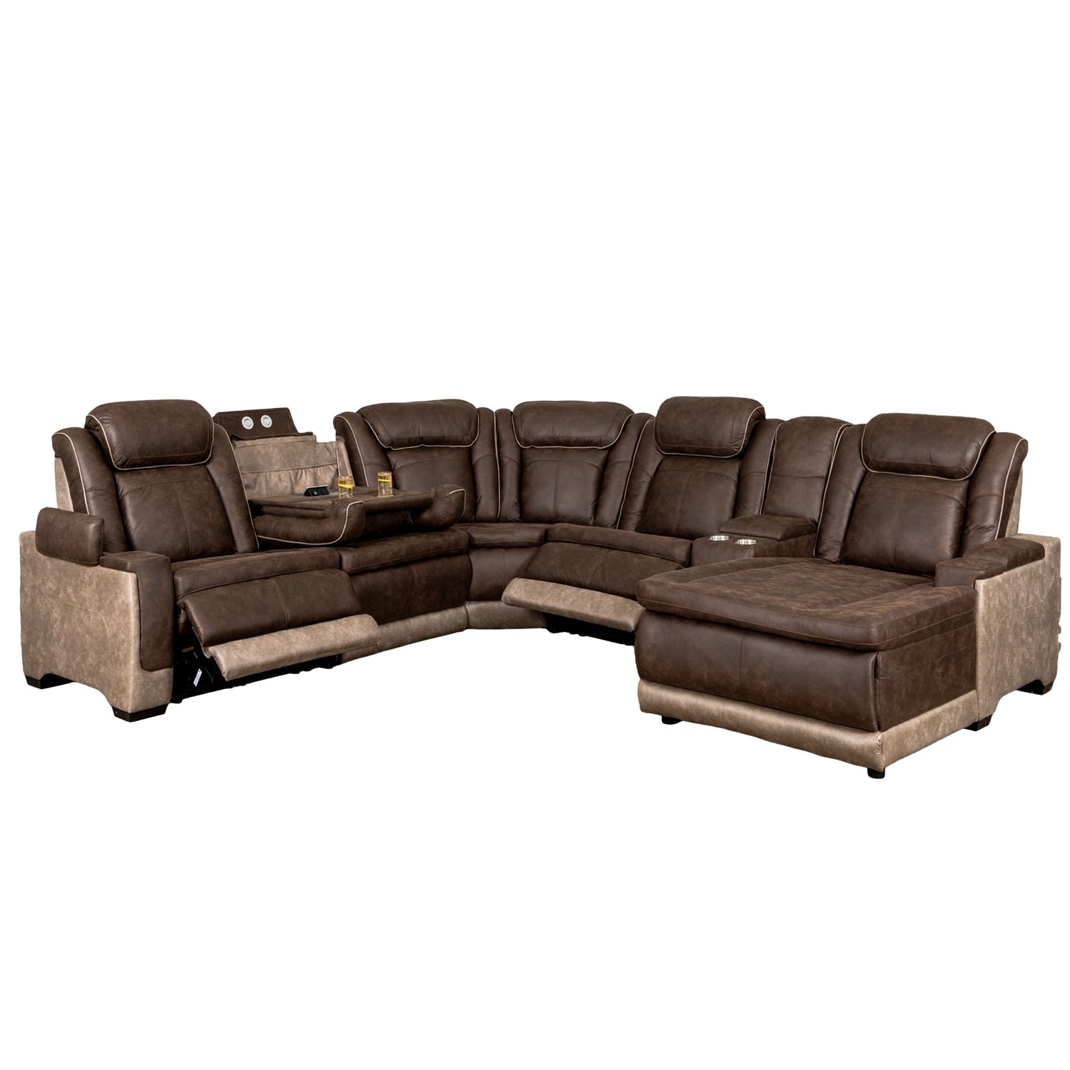 【lovetina】 Lantana 6PC Dual Power Reclining Sectional with RAF Chaise