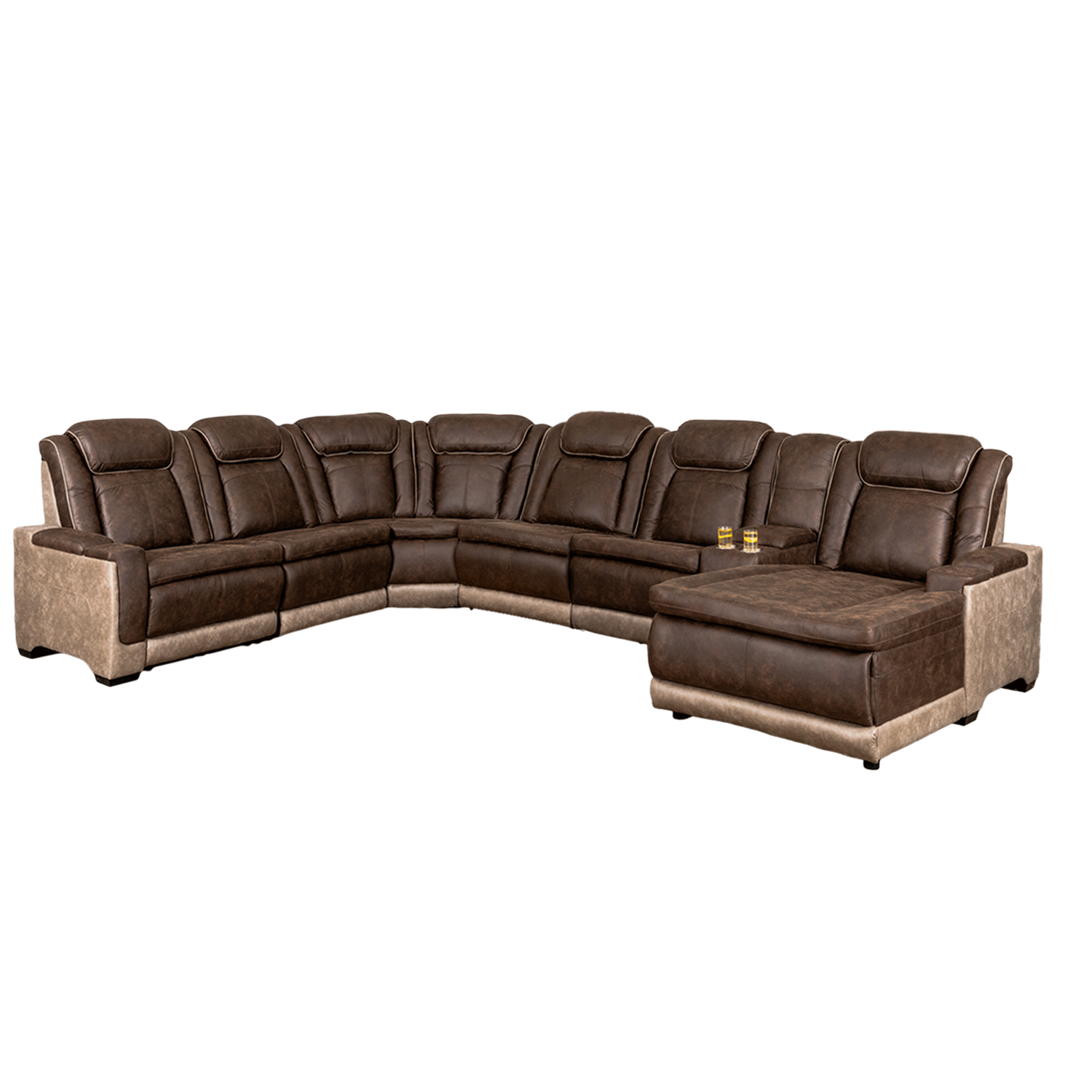 Lantana 7PC Dual Power Reclining Sectional with RAF Chaise | 1366