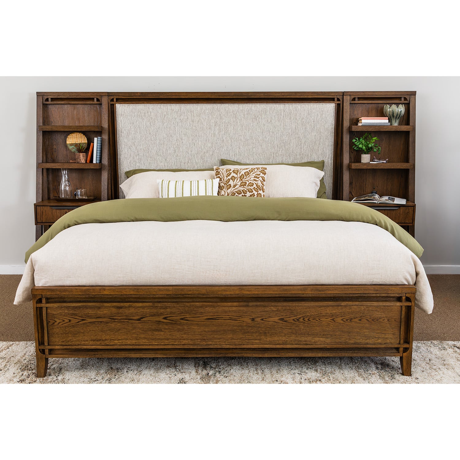 Daxton Brown Upholstered Queen Bed | 2180-570/-580/-550QK