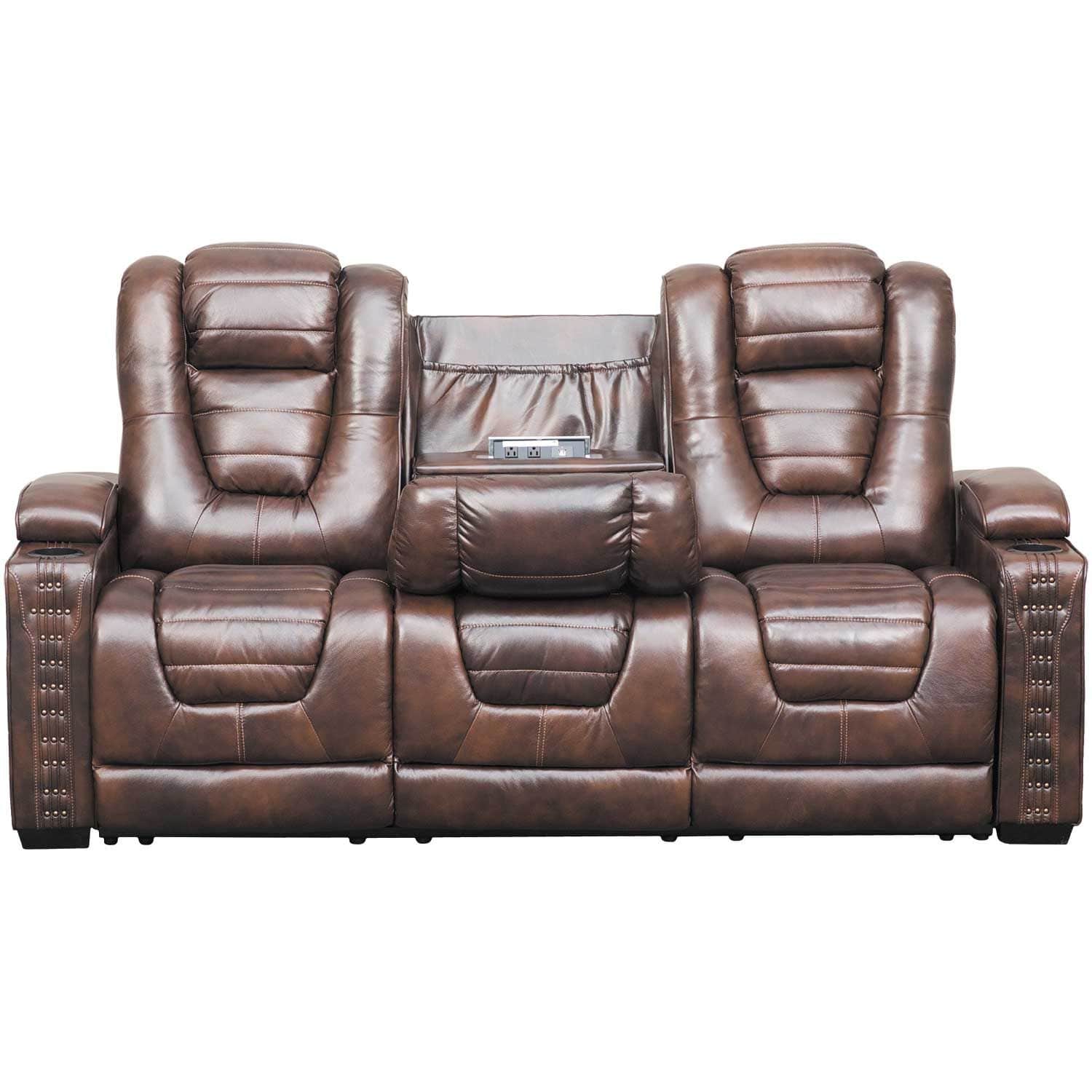 Big Chief Power Reclining Sofa w/ Drop Table and Adjustable Headrest