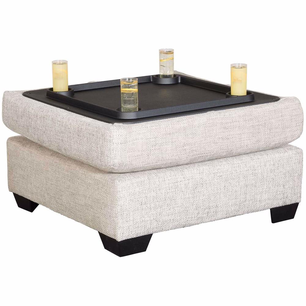 Cocktail storage ottoman with tray