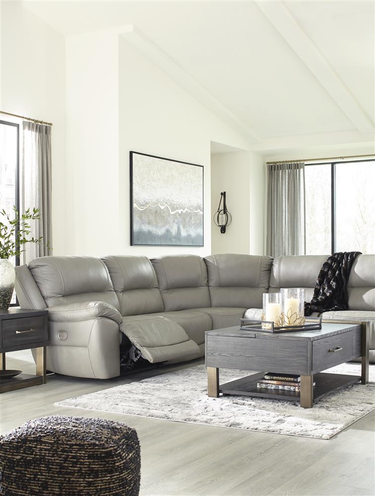 Grey Leather Sectional 